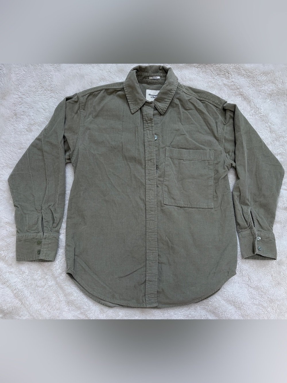 Abercrombie & Fitch Olive Corduroy Button-Up Shirt